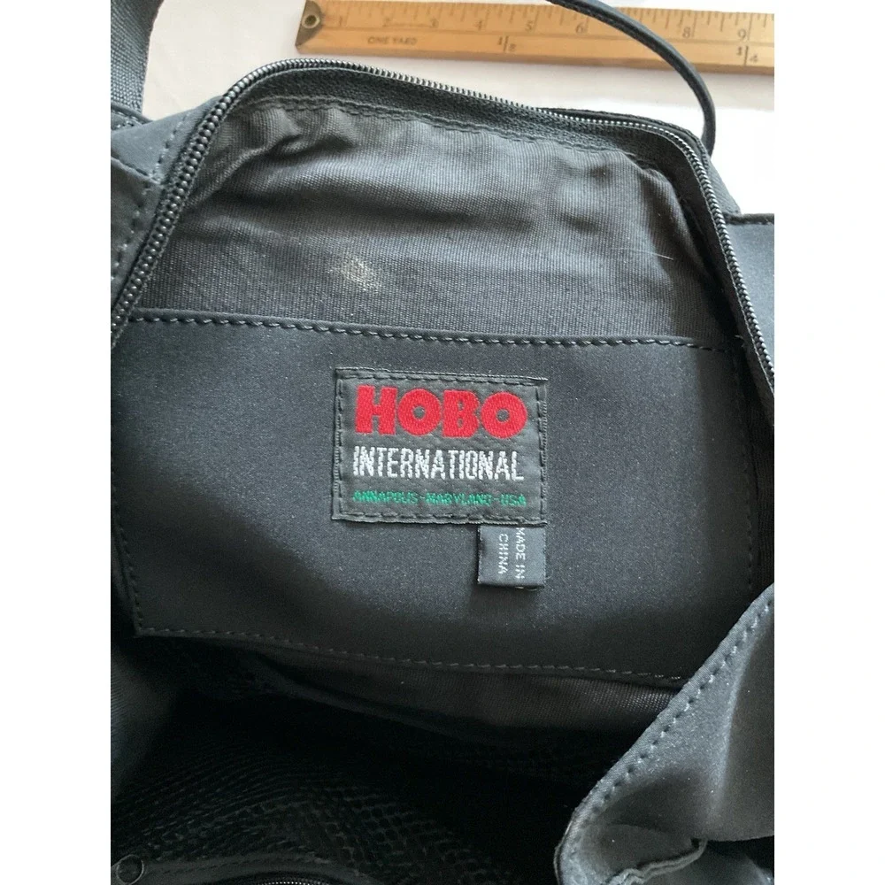 Hobo International Vintage Black Multi-Compartment Nylon Organizer Tote Bag Y2K